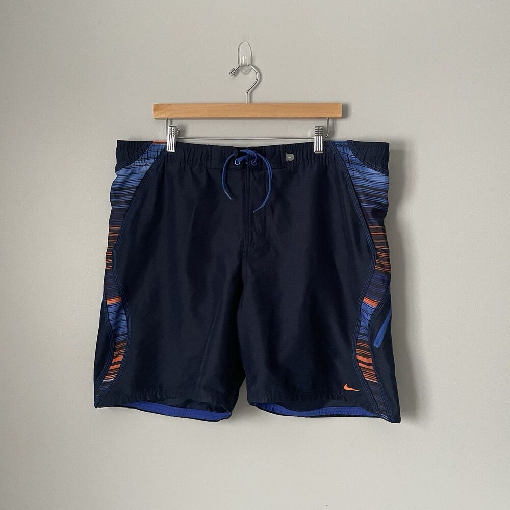 Nike Athletic Board Shorts Swim Blue Orange Men's Size Large